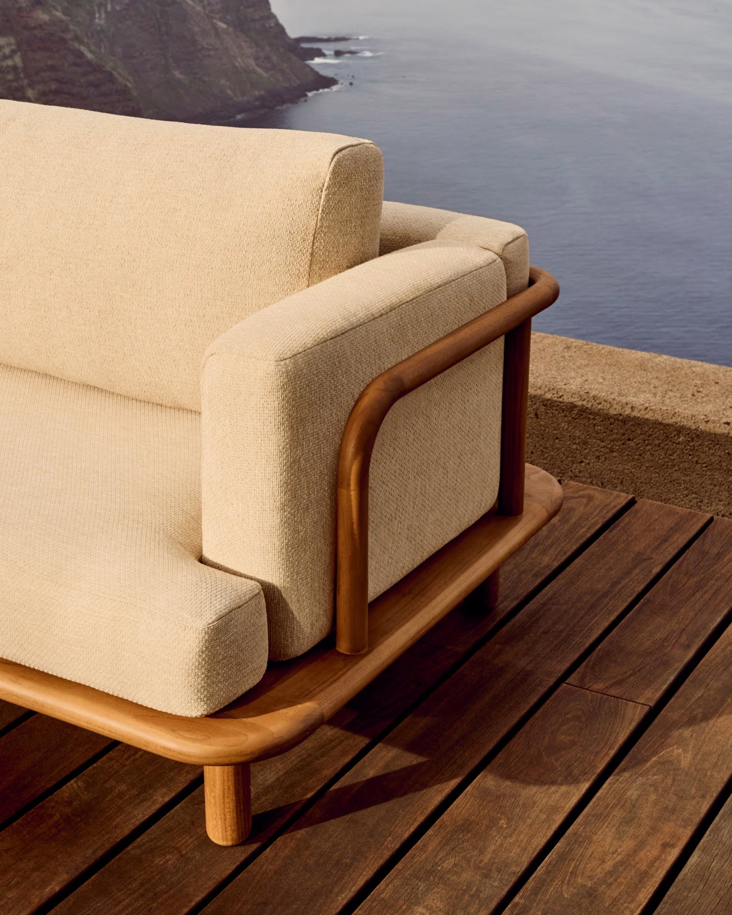 Kave Home Turqueta 3-zits bank teakhout Beige