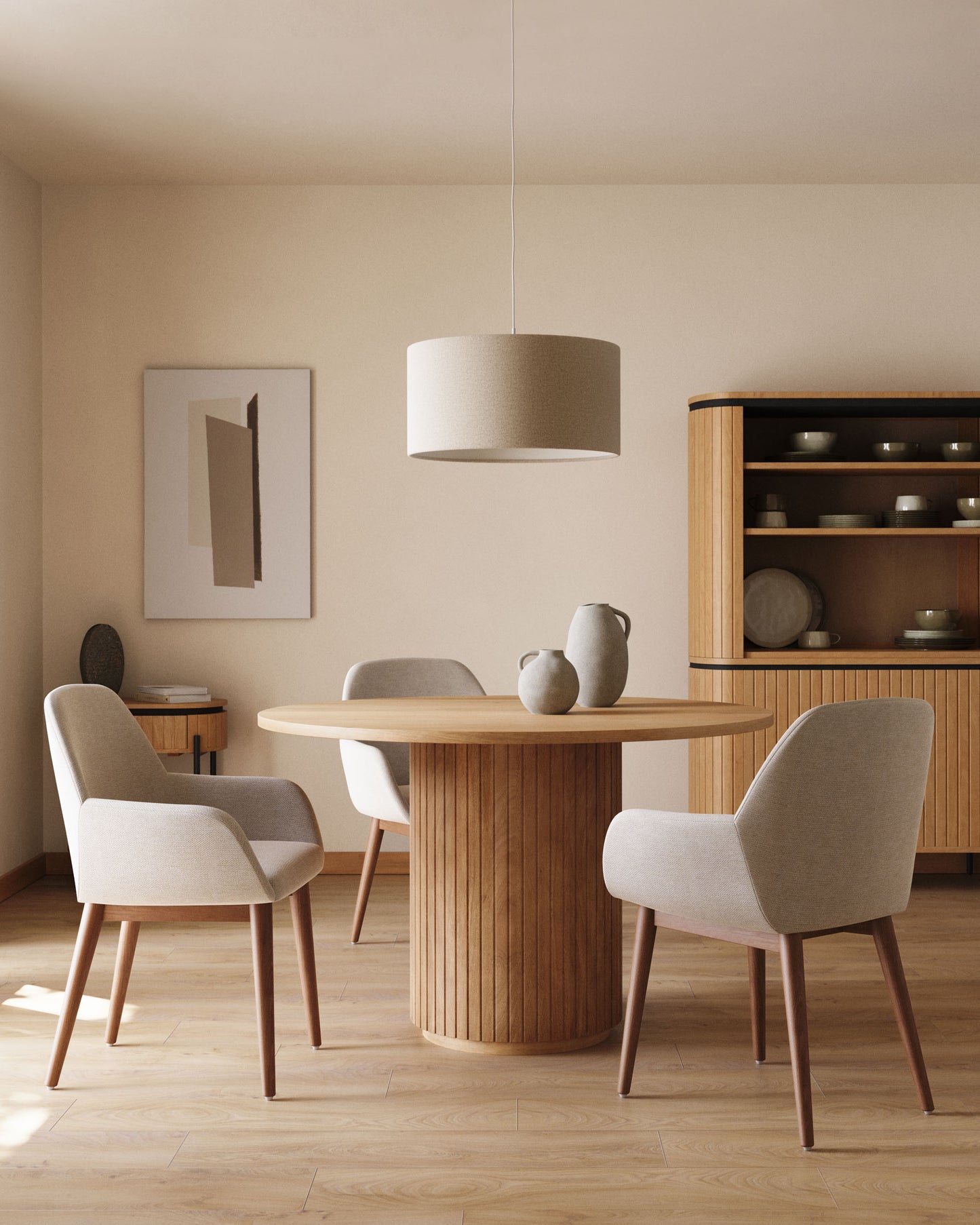 Kave Home Konna eetkamerstoel Beige poot beige
