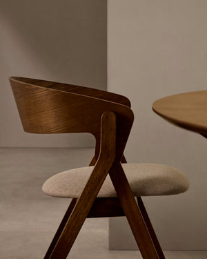 Kave Home Godia eetkamerstoel chenille Beige/wenge