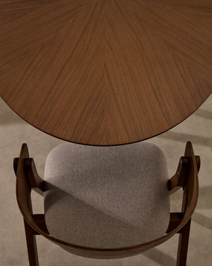 Kave Home Godia eetkamerstoel chenille Beige/wenge