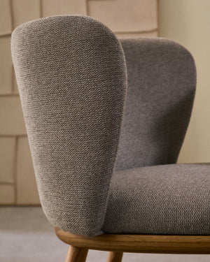 Kave Home Ciselia eetkamerstoel chenille Bruin poot hout