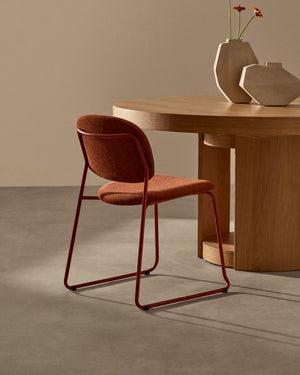 Kave Home Meli eetkamerstoel chenille Terracotta