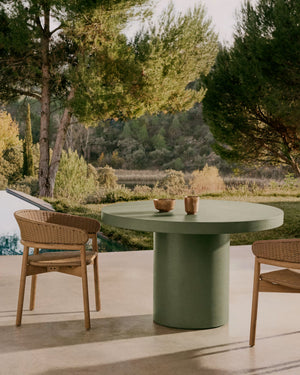 Kave Home Aiguablava tuintafel Ø120 cm cement Groen