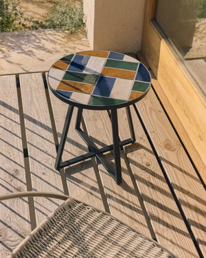Kave Home Tella bijzettafel Ø45 cm Meerkleurig