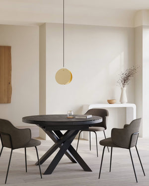 Kave Home Vashti eettafel uitschuifbaar Ø120(160) cm porselein Zwart