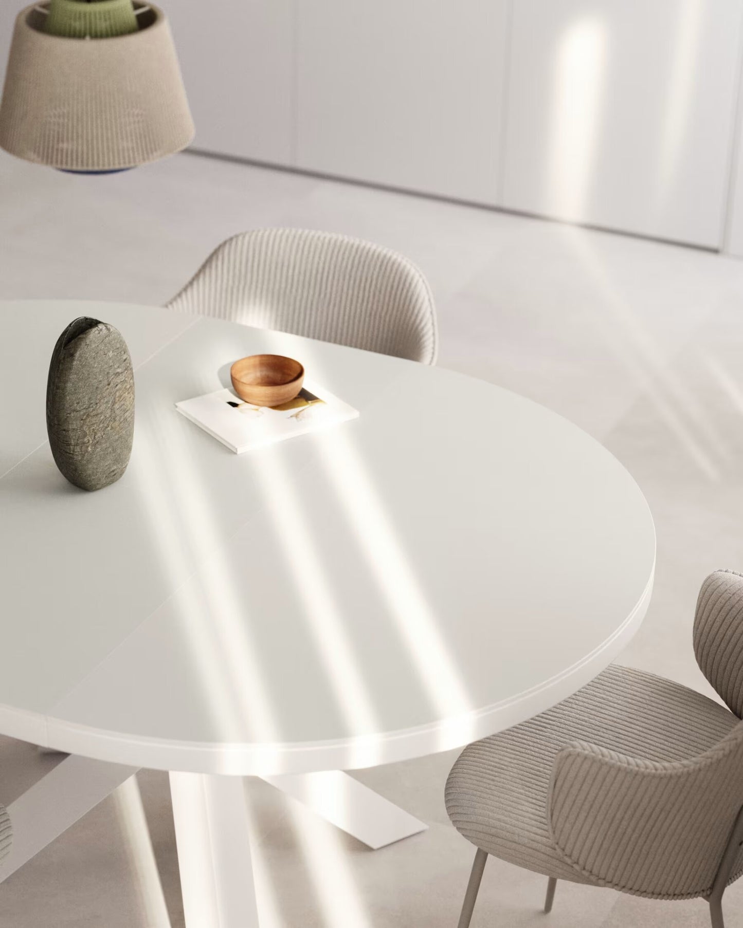 Kave Home Vashti eettafel uitschuifbaar Ø120(160) cm Wit