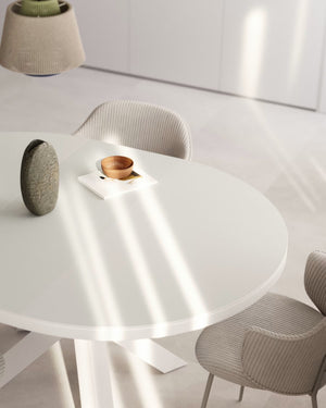 Kave Home Vashti eettafel uitschuifbaar Ø120(160) cm Wit