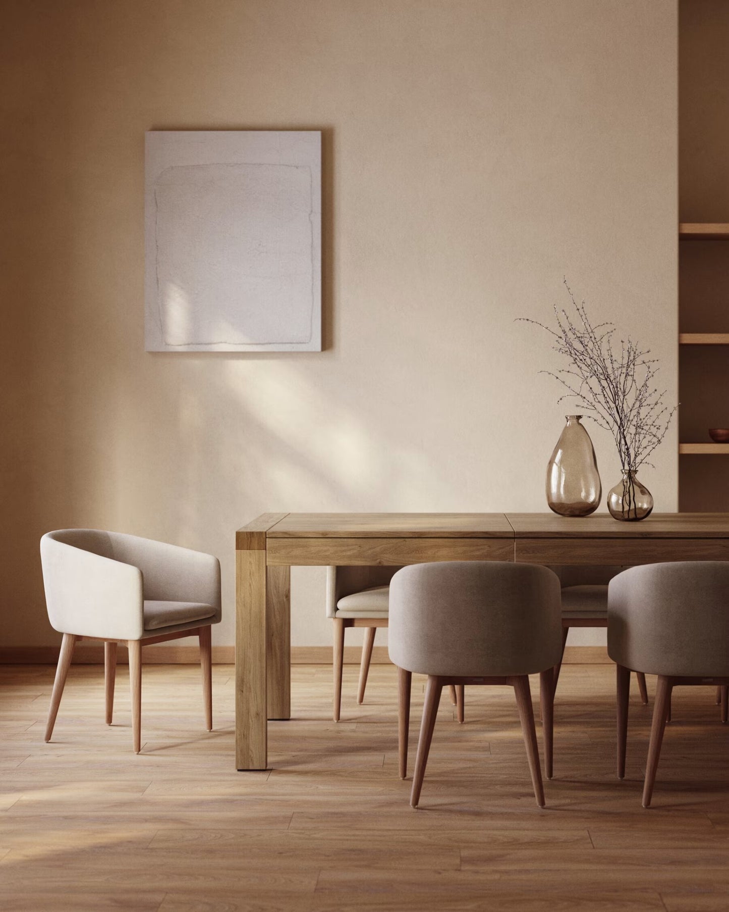Kave Home Briva eettafel 200(280)x100 cm eiken fineer Bruin