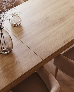 Kave Home Briva eettafel 200(280)x100 cm eiken fineer Bruin