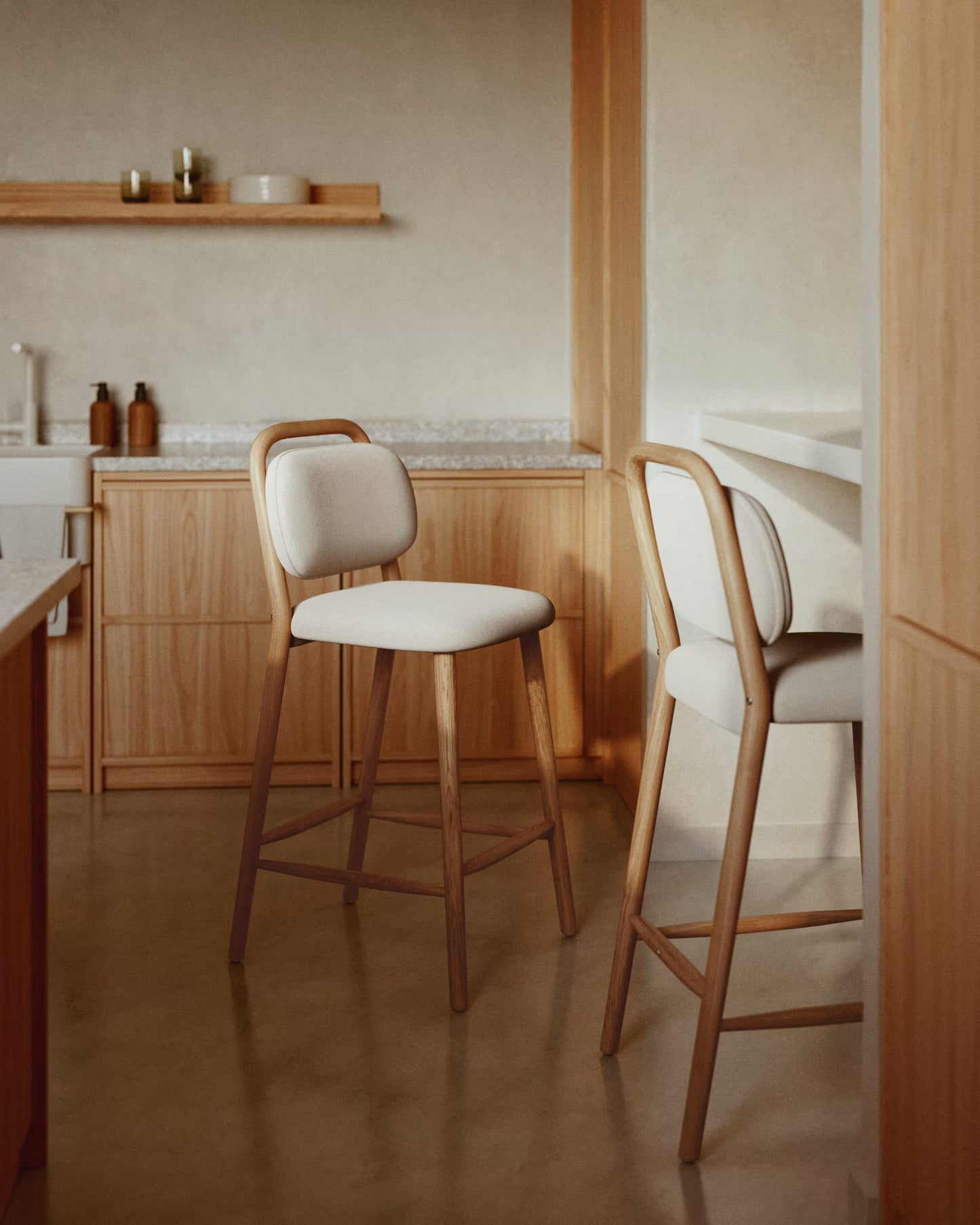 Kave Home Helda barkruk H65 chenille Beige