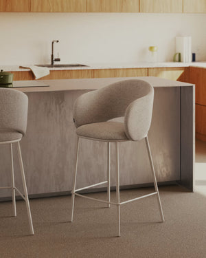 Kave Home Maina barkruk H65 chenille Beige