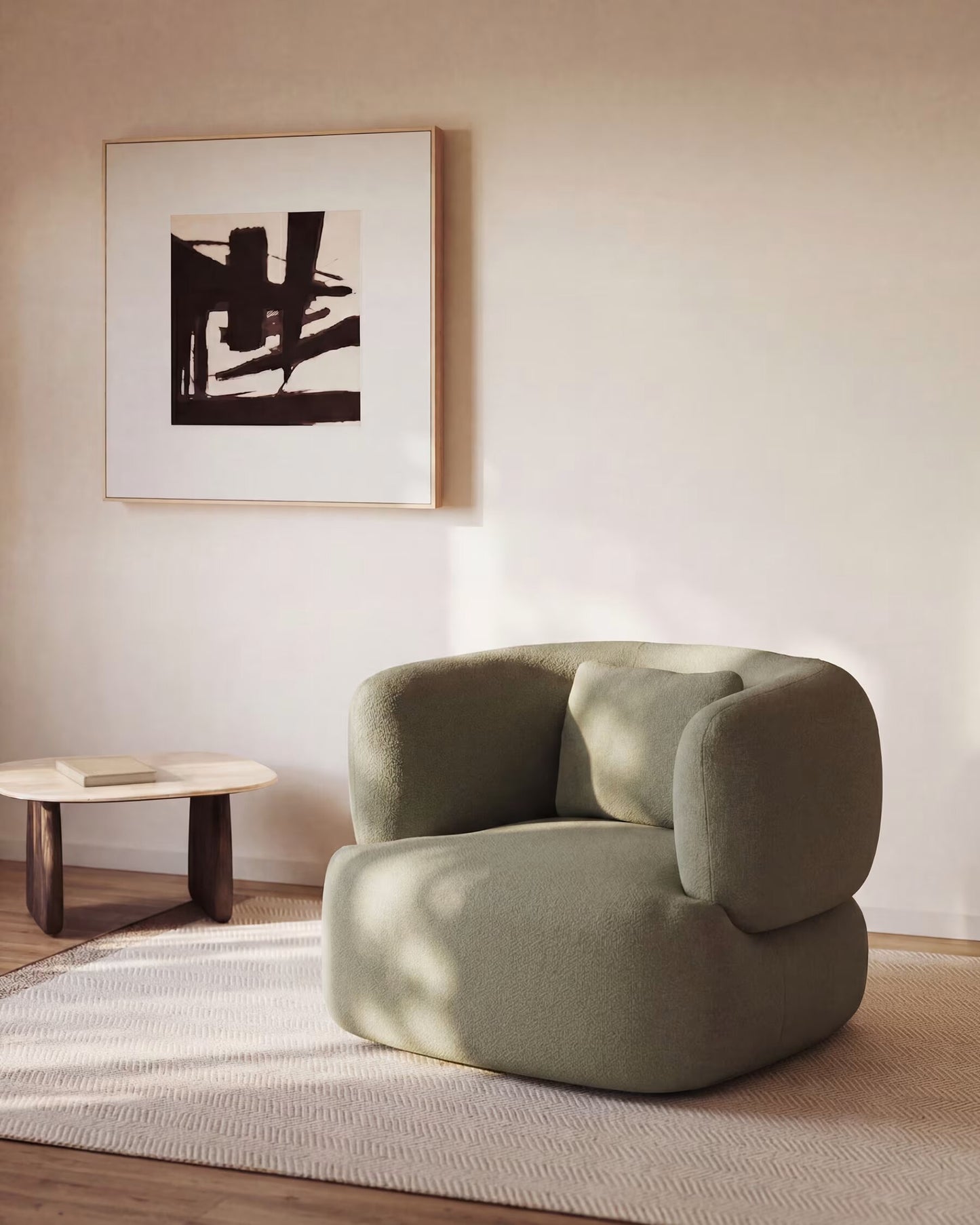Kave Home Martina fauteuil met kussen chenille Groen