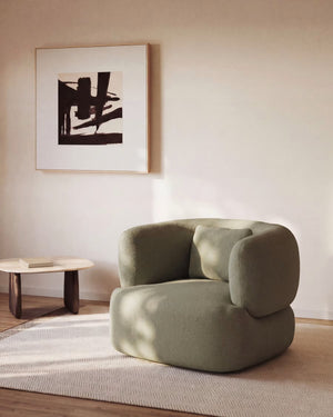 Kave Home Martina fauteuil met kussen chenille Groen