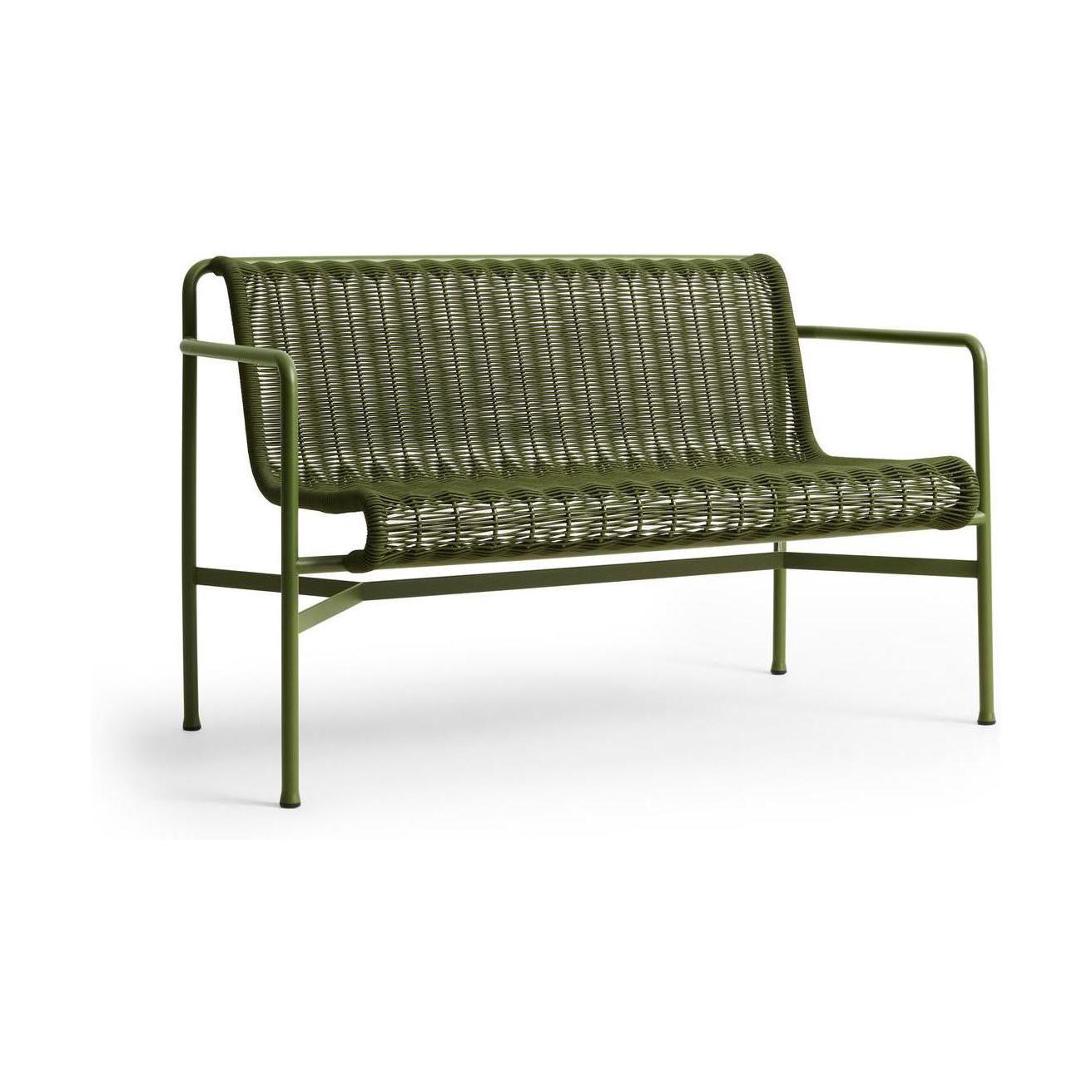 HAY Palissade Cord tuinbank met armleuning Olive