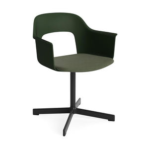 HAY Layout 233 eetkamerstoel met vast zitkussen Bottle Green zwart staal