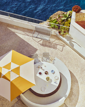 HAY Terrazza Hexagon parasol Off-White / Ochre