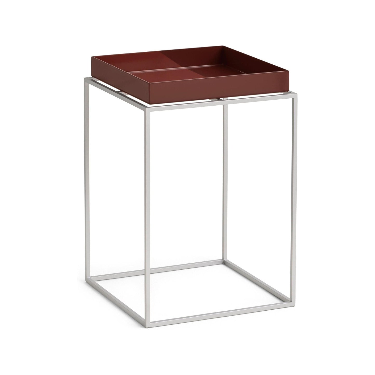 HAY Tray Small High bijzettafel 30x30 cm Chocolate / Silver