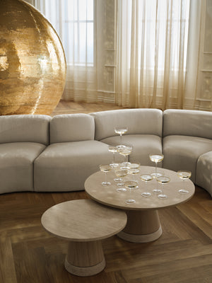 Bolia Piro salontafel hoog Ø90 cm geolied eiken travertine