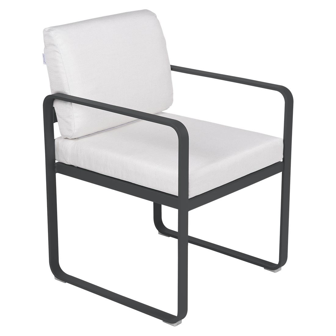 Fermob Bellevie dining armchair tuinstoel Anthracite - Off-White