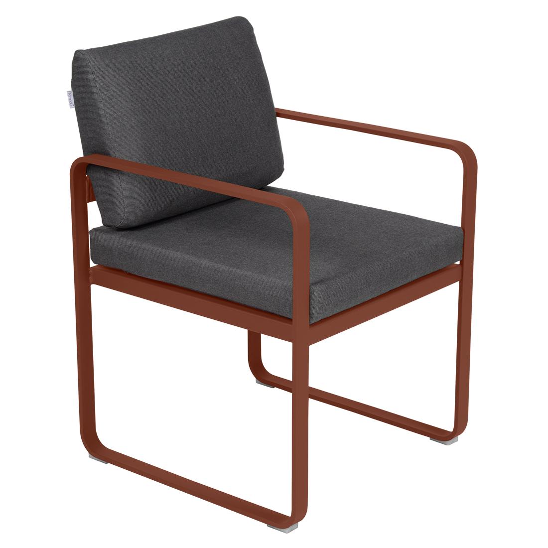 Fermob Bellevie dining armchair tuinstoel Red ochre - Graphite