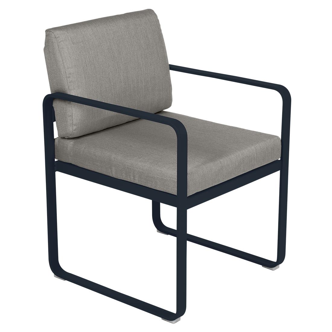 Fermob Bellevie dining armchair tuinstoel Deep blue - Grey taupe