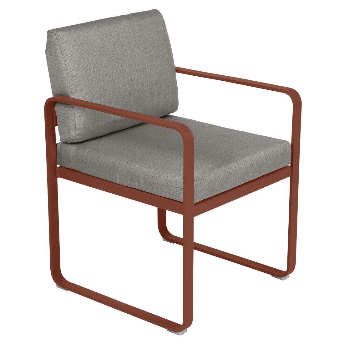 Fermob Bellevie dining armchair tuinstoel Red ochre - Grey taupe