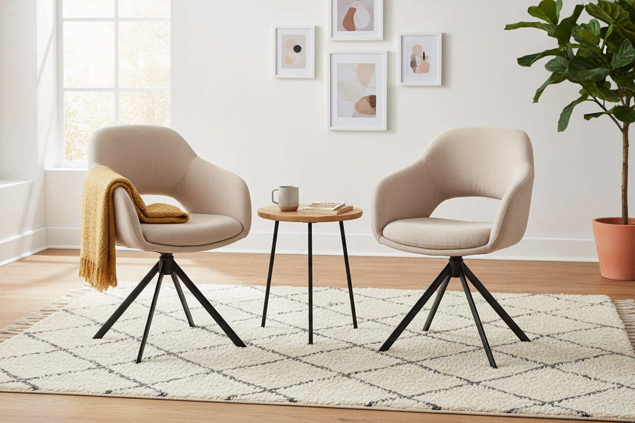 HelloChair HC32 Benito eetkamerstoel San Remo Ecru spinpoot zwart