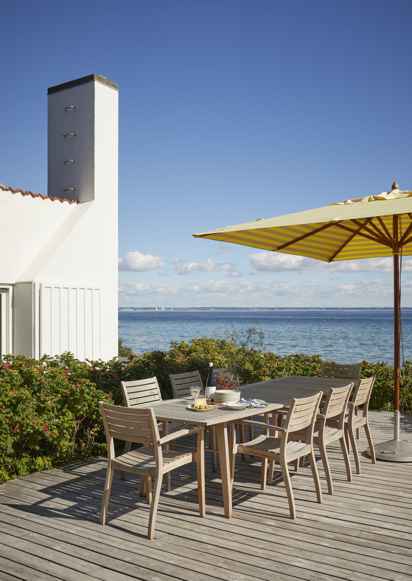 Fritz Hansen Messina parasol 300x300 cm Lemon/Sand Stripe