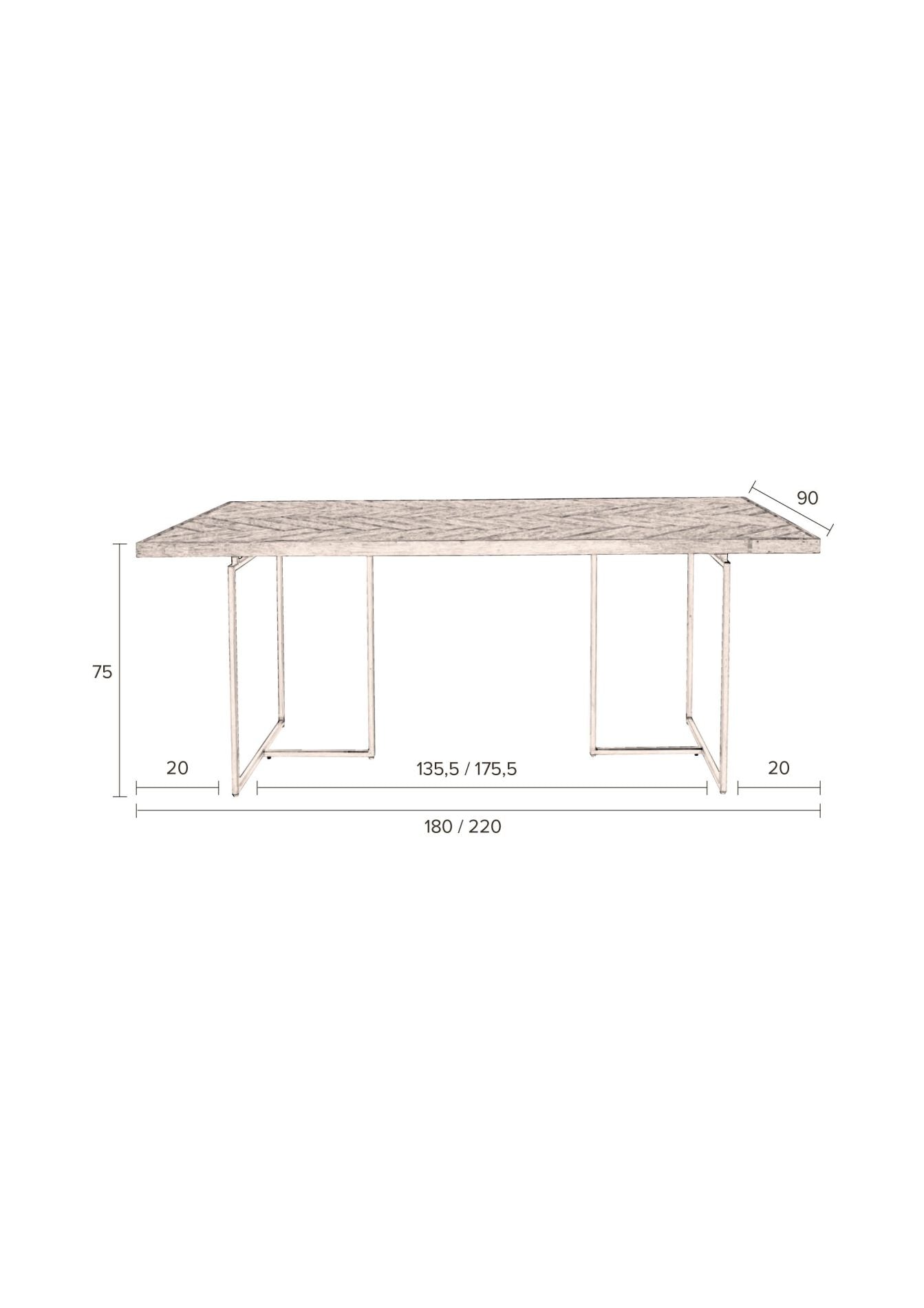 Dutchbone Class eettafel 220x90cm eiken