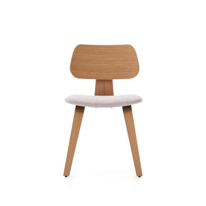 Kave Home Gena eetkamerstoel chenille Beige poot eiken naturel