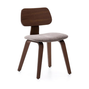 Kave Home Gena eetkamerstoel chenille Beige poot walnoot afwerking