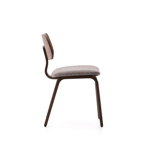 Kave Home Gena eetkamerstoel chenille Beige poot walnoot afwerking