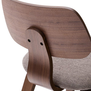 Kave Home Gena eetkamerstoel chenille Beige poot walnoot afwerking