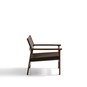 Kave Home Jan fauteuil leder Donkerbruin essenhout