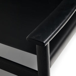Kave Home Jan fauteuil leder Zwart essenhout