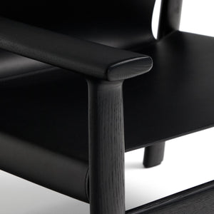Kave Home Jan fauteuil leder Zwart essenhout