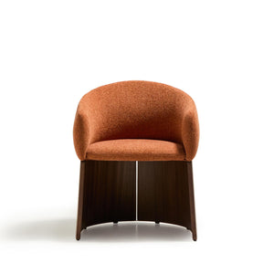 Kave Home Bosca eetkamerstoel chenille Terracotta walnoot
