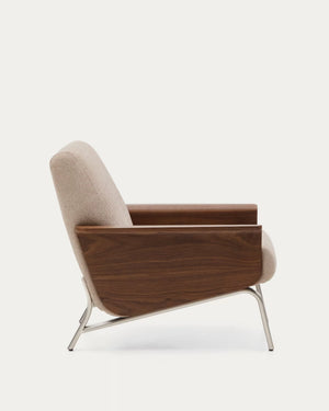 Kave Home Amsen fauteuil Lichtbruin multiplex walnoot
