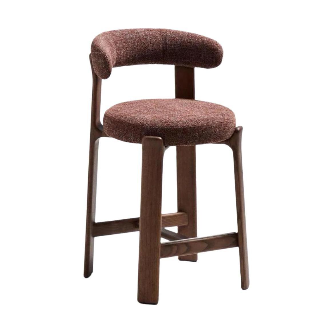 Kave Home Granite barkruk H65 chenille Bruin/walnoot