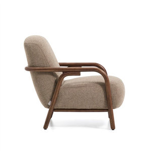 Kave Home Sylo fauteuil chenille Taupe walnoot