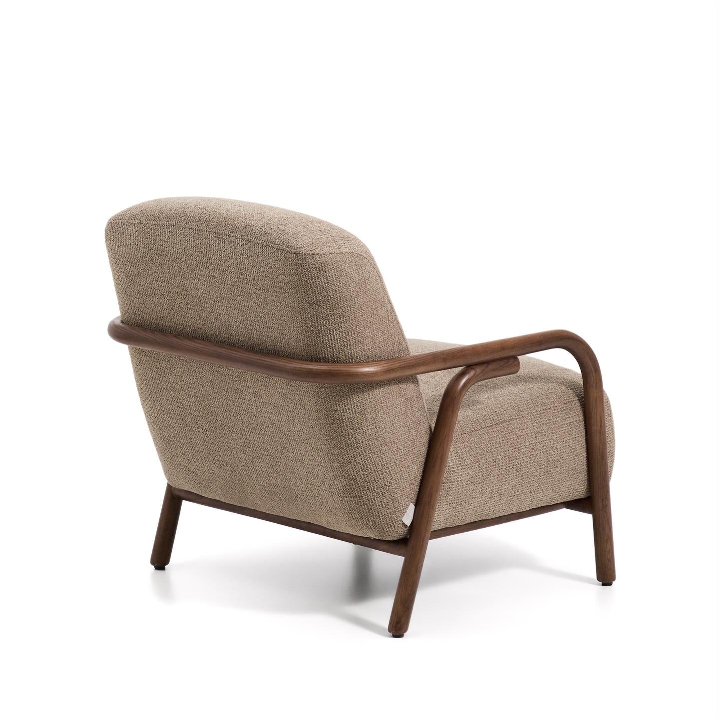 Kave Home Sylo fauteuil chenille Taupe walnoot