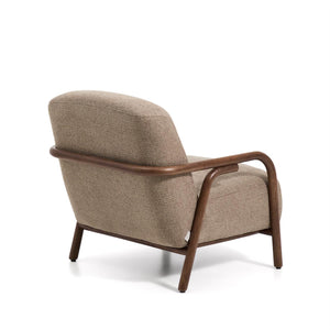 Kave Home Sylo fauteuil chenille Taupe walnoot