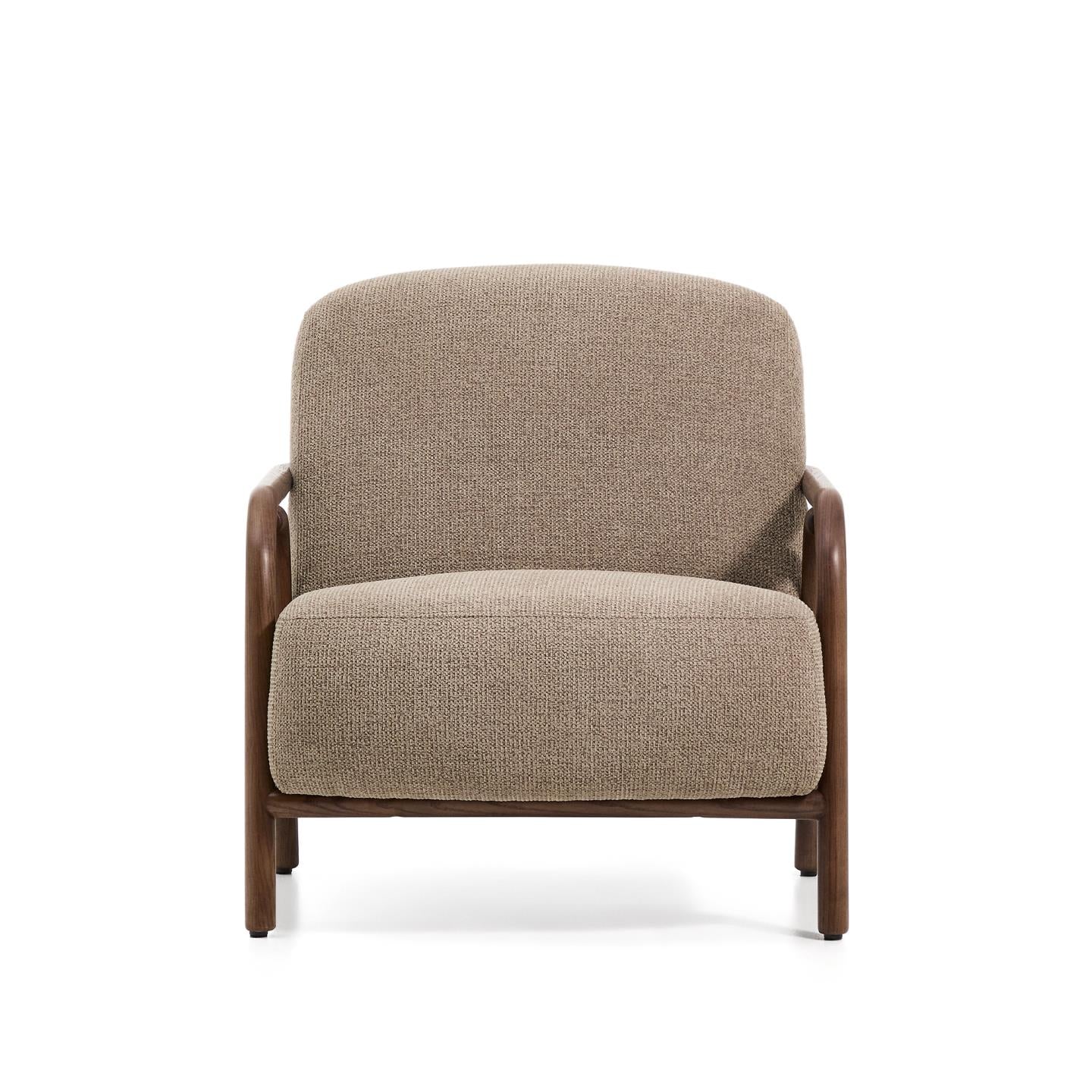 Kave Home Sylo fauteuil chenille Taupe walnoot
