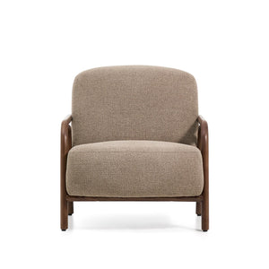 Kave Home Sylo fauteuil chenille Taupe walnoot