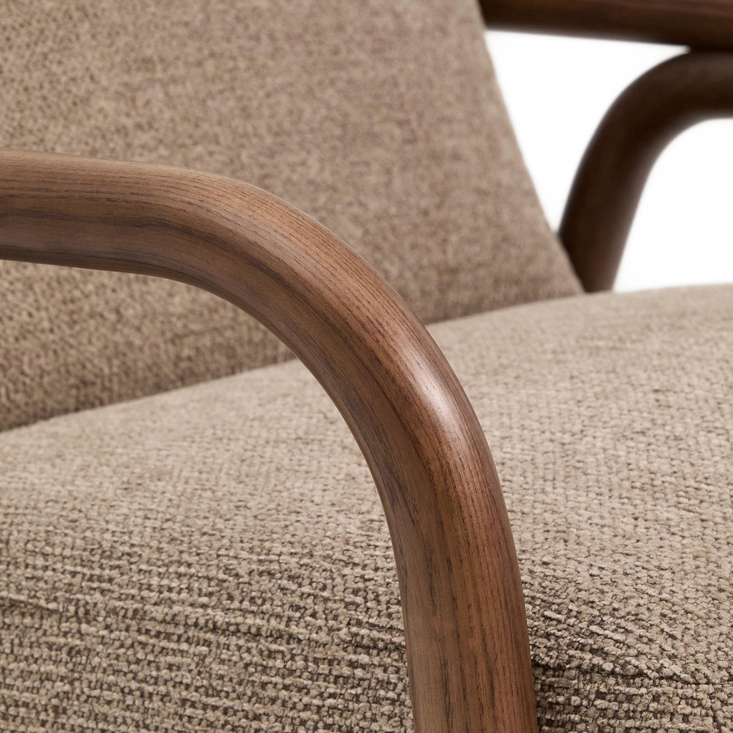 Kave Home Sylo fauteuil chenille Taupe walnoot