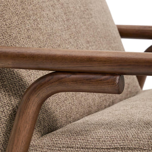 Kave Home Sylo fauteuil chenille Taupe walnoot
