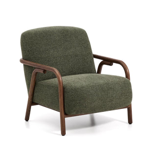 Kave Home Sylo fauteuil chenille Groen walnoot