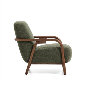 Kave Home Sylo fauteuil chenille Groen walnoot