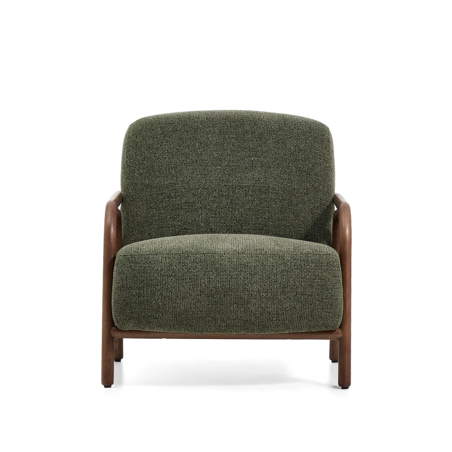 Kave Home Sylo fauteuil chenille Groen walnoot