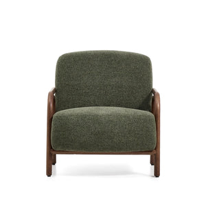 Kave Home Sylo fauteuil chenille Groen walnoot